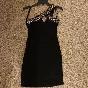 Elegant one shoulder black dress